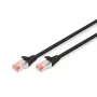 DIGITUS komutacinis kabelis - CAT6 - S/FTP - be užkliūvančių dalių - Cu - 50 cm - juodas