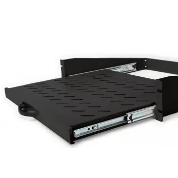 DIGITUS 2U ištraukiama lentyna spintoms nuo 450 mm gylio 88x483x352 mm, iki 30 kg, juoda (RAL 9005)