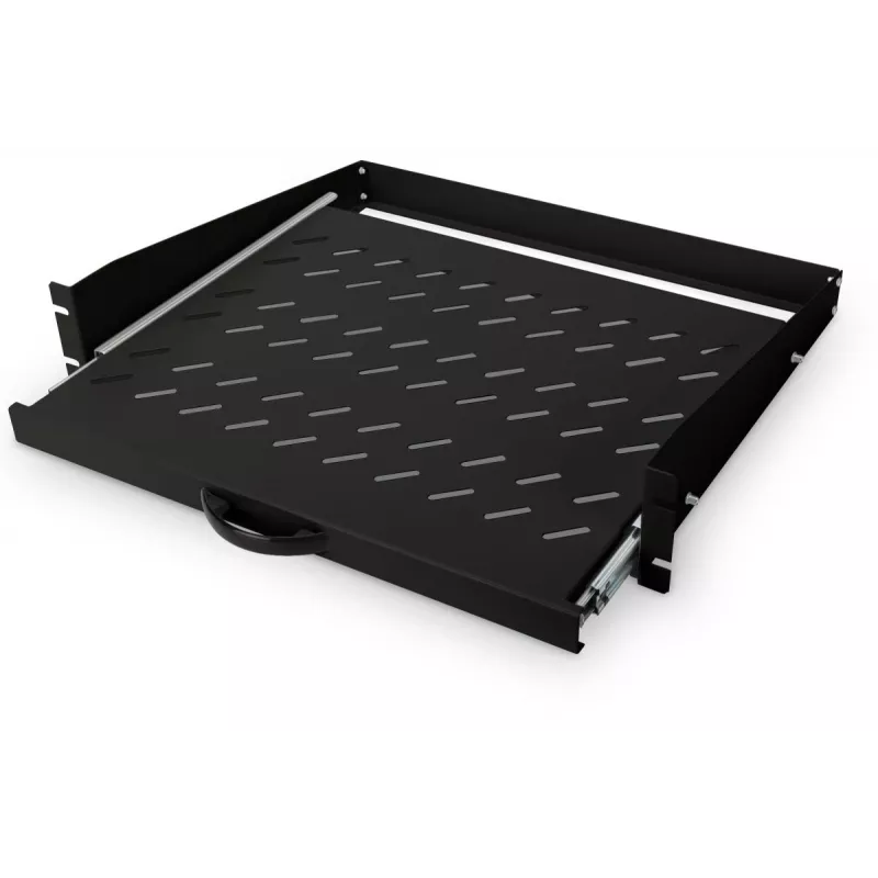 DIGITUS 2U ištraukiama lentyna spintoms nuo 450 mm gylio 88x483x352 mm, iki 30 kg, juoda (RAL 9005)