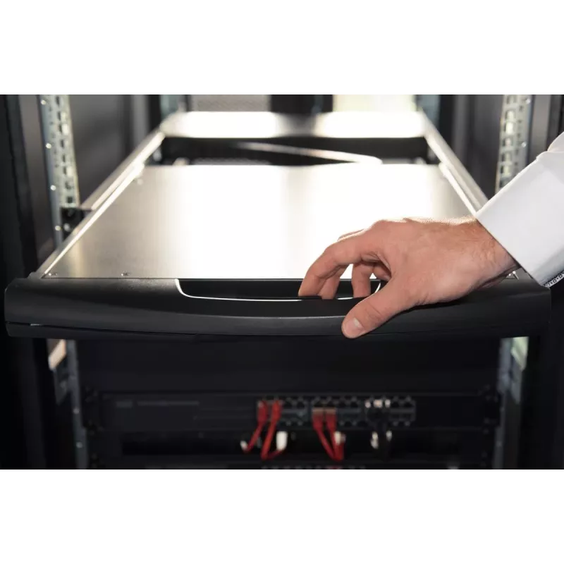 DIGITUS Modulinė 43,2 cm (17 colių) TFT konsolė su 1 prievado KVM, RAL 9005 juoda, Qwertzu vokiška