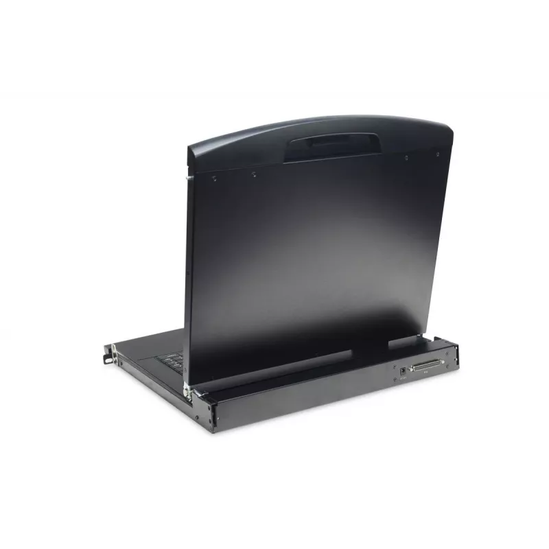 DIGITUS Modulinė 43,2 cm (17 colių) TFT konsolė su 1 prievado KVM, RAL 9005 juoda, Qwertzu vokiška
