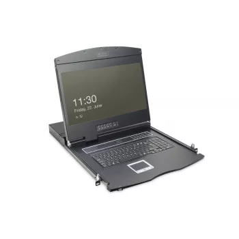 DIGITUS Modulinė 48,3 cm (19 colių) TFT konsolė su 1 prievado KVM, RAL 9005 juoda - Qwertzu vokiška