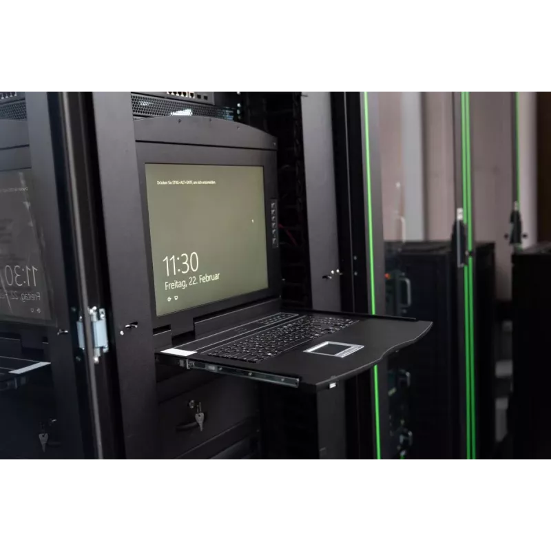 DIGITUS Modulinė 48,3 cm (19 colių) TFT konsolė su 1 prievado KVM, RAL 9005 juoda - Qwertzu vokiška