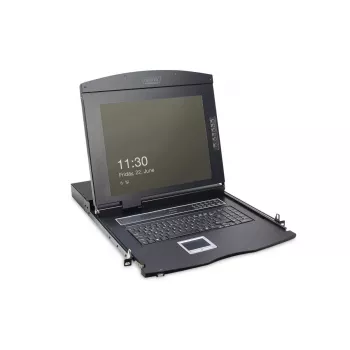 DIGITUS modulinė 43,2 cm (17 colių) TFT konsolė su 8 prievadų KVM RAL 9005 juoda - Qwertzu vokiška