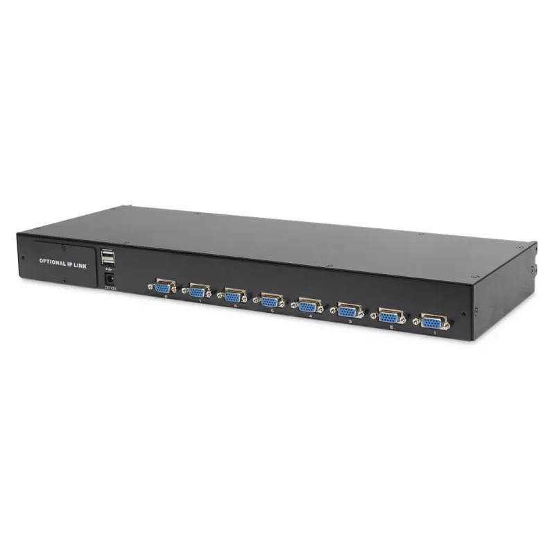 DIGITUS modulinė 43,2 cm (17 colių) TFT konsolė su 8 prievadų KVM RAL 9005 juoda - Qwertzu vokiška