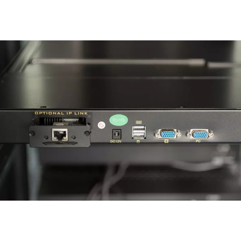 DIGITUS modulinė 43,2 cm (17 colių) TFT konsolė su 8 prievadų KVM RAL 9005 juoda - Qwertzu vokiška