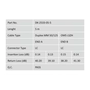 DIGITUS Professional Fiber Optic Multimode Patch Cord, LC / LC 5m