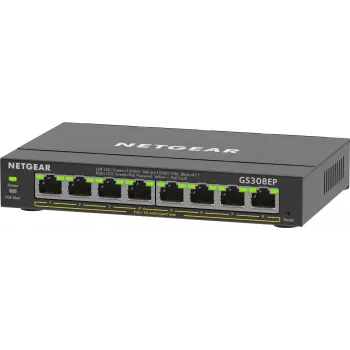 NETGEAR 8 prievadų Gigabit Ethernet PoE+ Plus komutatorius (GS308EP) valdomas L2/L3 Gigabit Ethernet (10/100/1000) maitinimas per Ethernet (PoE) juodas