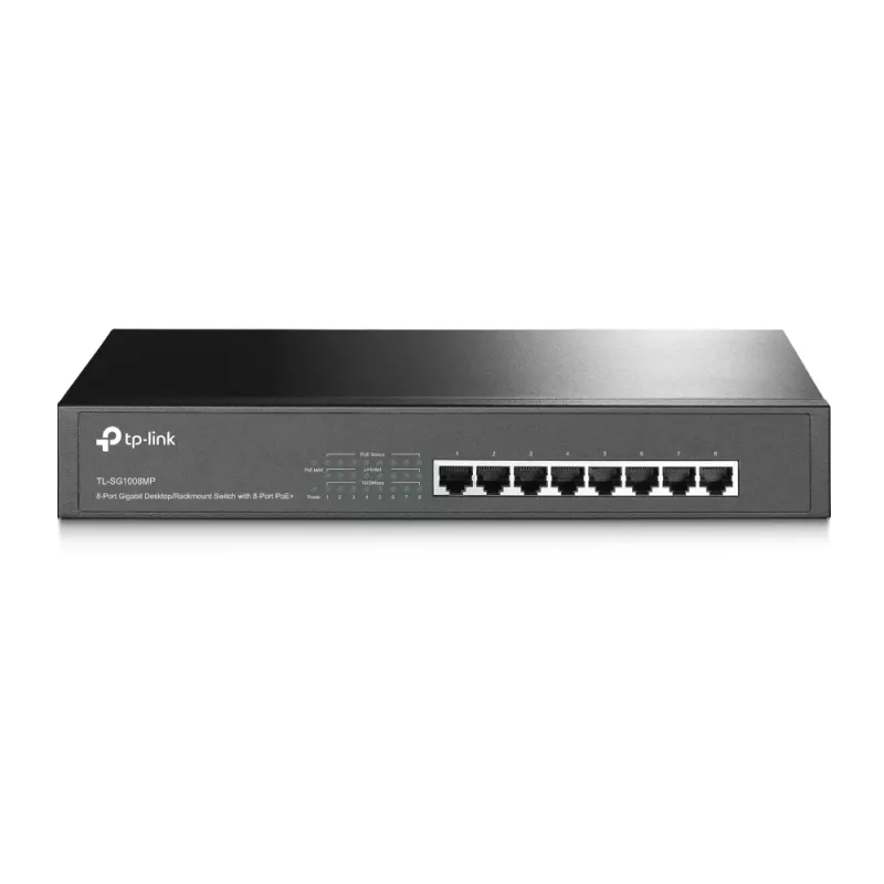 TP-Link TL-SG1008MP Nevaldomas Gigabit Ethernet (10/100/1000) Power over Ethernet (PoE) 1U Juodas