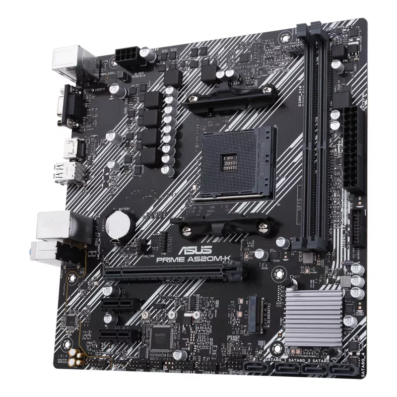 Motininė plokštė ASUS PRIME A520M-K, AMD A520 mikroschemų rinkinys, Socket AM4, micro ATX, 2x DDR4, 64 GB, 1x M.2, 4x SATA III, HDMI 2.1