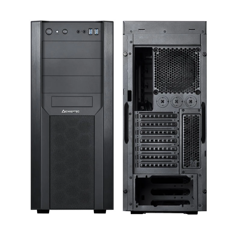 PC korpusas CHIEFTEC CW-01B-OP Tower Juoda — SPCC, 7×3,5 colio nišos, 7×2,5 colio nišos, 3×5,25 colio nišos, iki 410 mm GPU