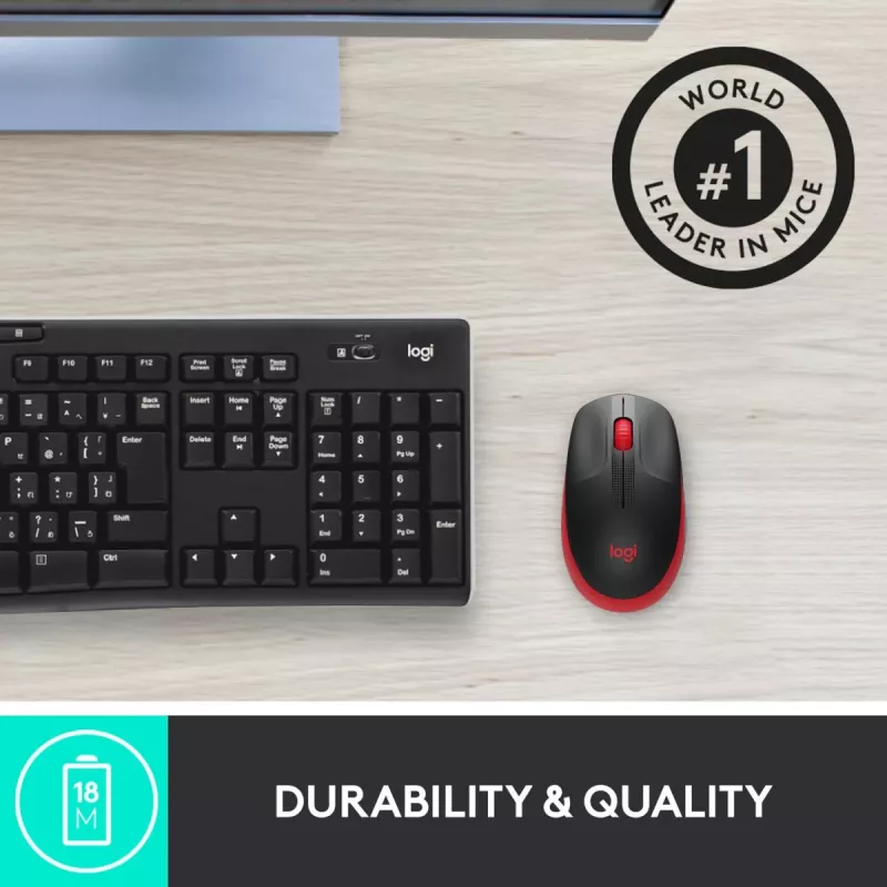 „Logitech M190“ belaidė pelė USB raudona