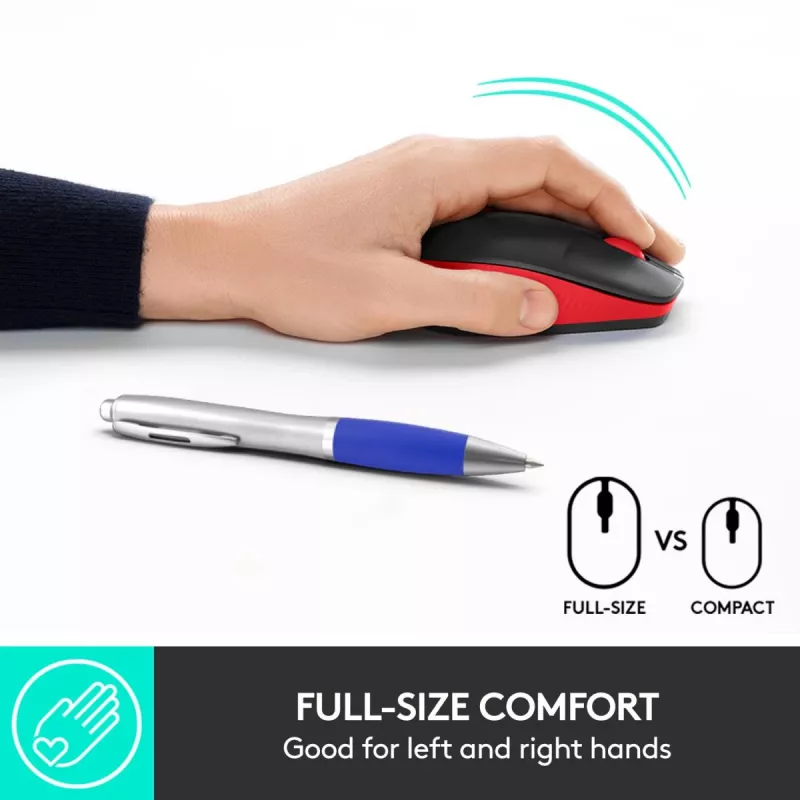 „Logitech M190“ belaidė pelė USB raudona