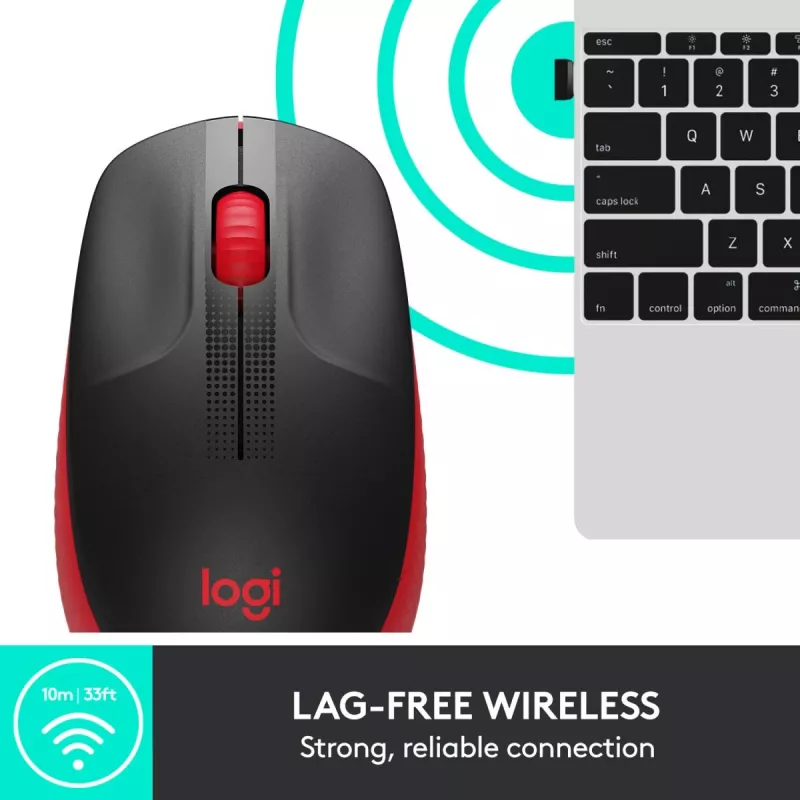 „Logitech M190“ belaidė pelė USB raudona
