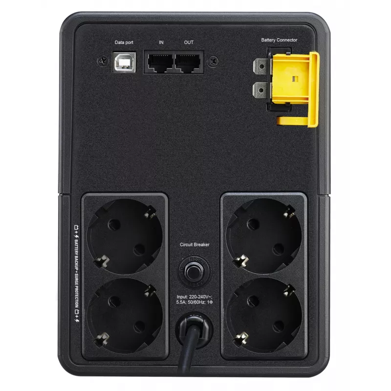 APC Back-UPS, 1200VA, bokštinis, 230V, 4 CEE 7/7 Schuko lizdai, AVR