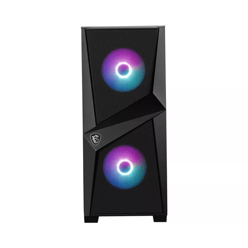 MSI MAG FORGE 100R Mid Tower žaidimų kompiuterio korpusas 'Juodas, 2x 120mm ARGB PWM ventiliatorius, 1x 120mm ventiliatorius, 1-6 ARGB šakotuvas, Mystic Light sinchronizacija, Grūdinto stiklo skydelis, ATX, mATX, mini-ITX'