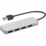 Sandberg USB 3.0 šakotuvas 4 prievadų SAVER, USB 3.2 Gen 1 (3.1 Gen 1) Type-A, USB 3.2 Gen 1 (3.1 Gen 1) Type-A, 5000 Mbit/s, sidabrinis, aliuminis, 40 g