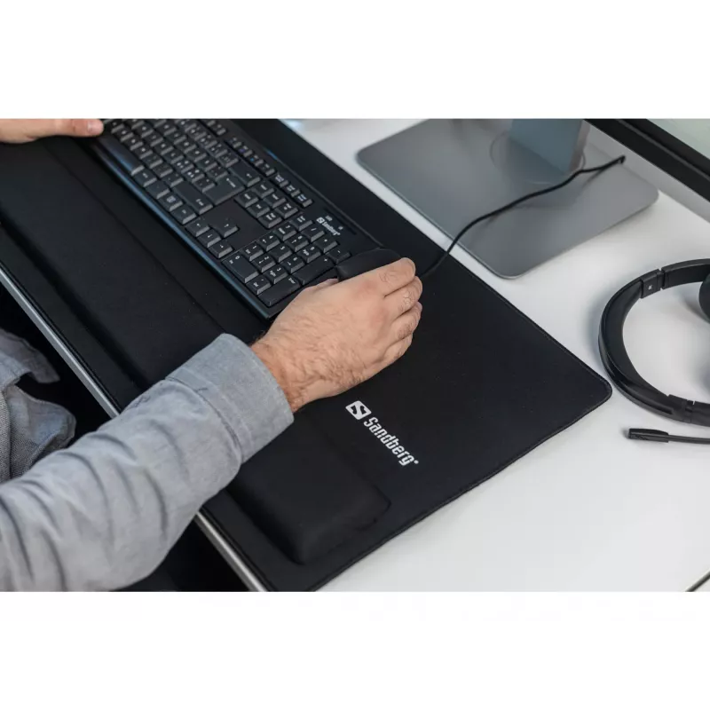 Sandberg Desk Pad Pro XXL, juoda, vienspalvis, riešo atrama, neslystanti apačia, žaidimų pelės kilimėlis