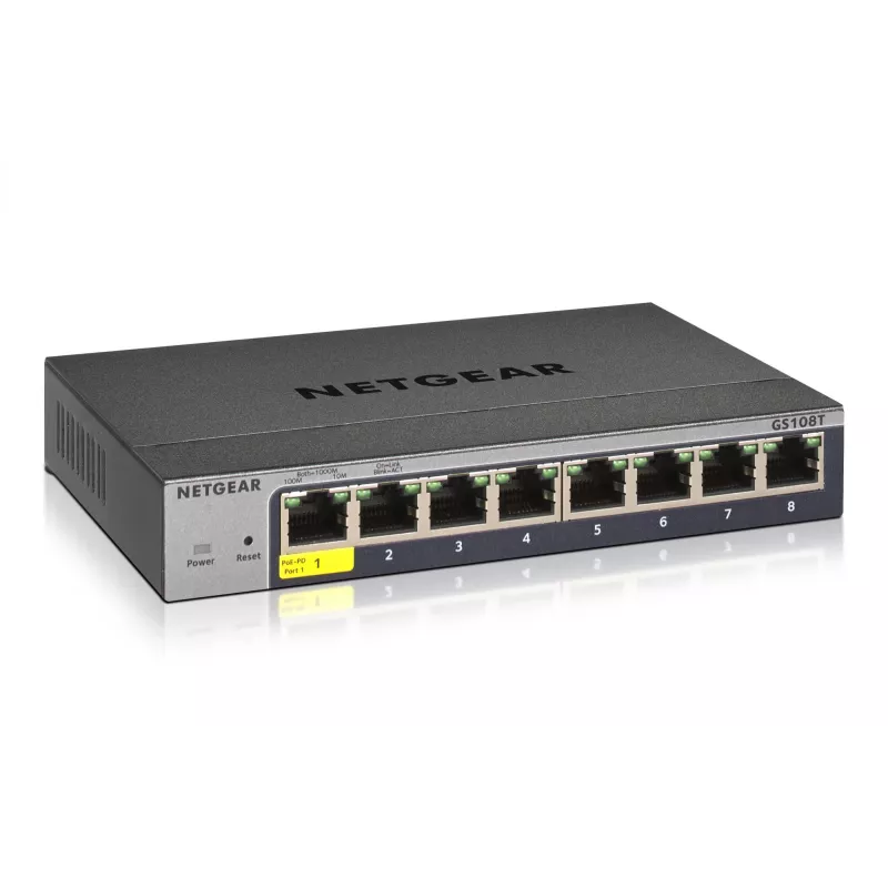 NETGEAR GS108Tv3 valdomas L2 Gigabit Ethernet (10/100/1000) pilkas