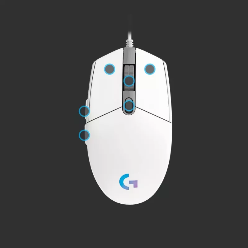 LOGITECH G203 Lightsync Gaming pelė USB White