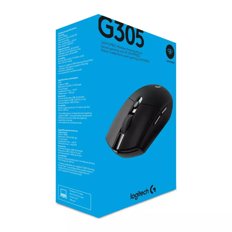 LOGITECH G305 Lightspeed belaidis žaidimų pelė juoda