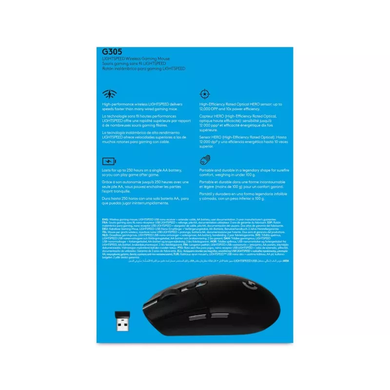 LOGITECH G305 Lightspeed belaidis žaidimų pelė juoda