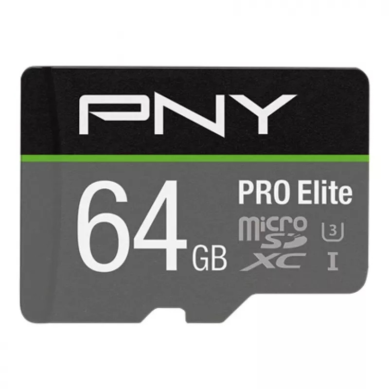 PNY Micro-sd Pro Elite 64GB Class 10 Uhs-i U3 A1 V30 SD adapteris
