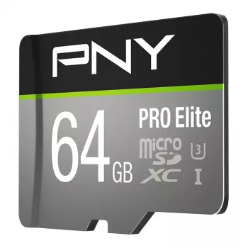 PNY Micro-sd Pro Elite 64GB Class 10 Uhs-i U3 A1 V30 SD adapteris