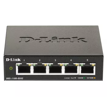 D-Link DGS-1100-05V2/E tinklo komutatorius, valdomas, L2, Gigabit Ethernet (10/100/1000), juodas