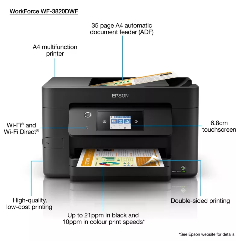 Epson WorkForce Pro WF-3820DWF Rašalinis A4 4800 x 2400 DPI 21 ppm Wi-Fi