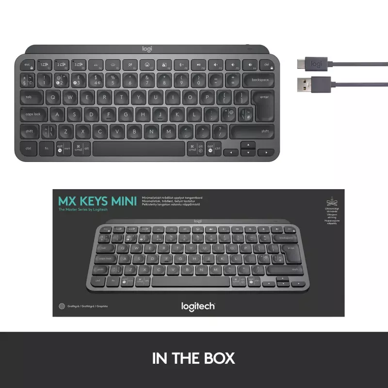 Logitech Minimalistinė belaidė apšviesta klaviatūra - MX KEYS MINI - Graphite - Qwertz Deutsch