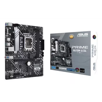 Motininė plokštė ASUS PRIME H610M-A D4-CSM, Intel H610, LGA 1700, micro ATX, DDR4, 2x DIMM, 64GB, 2x M.2, 4x SATA III, HDMI 2.1, DP 1.4
