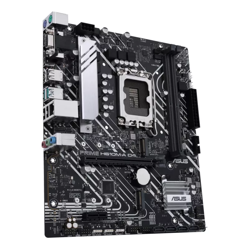 Motininė plokštė ASUS PRIME H610M-A D4-CSM, Intel H610, LGA 1700, micro ATX, DDR4, 2x DIMM, 64GB, 2x M.2, 4x SATA III, HDMI 2.1, DP 1.4