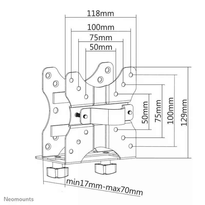 Neomounts NM-TC100Juoda Mini PC laikiklis - maks. 5 kg - universalus