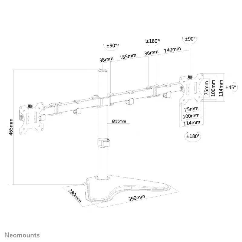 Neomounts FPMA-D550DDJuoda Monitor stovas 10-32 col., Laisvai pastatomas, 8 kg, 25.4 cm (10 col.), 81.3 cm (32 col.), 100 x 100 mm, Juoda