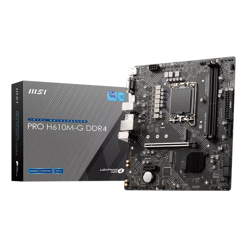 MSI PRO H610M-G DDR4 pagrindinė plokštė Intel H610 LGA 1700 mikro ATX