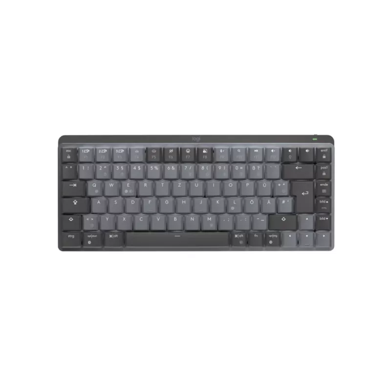 LOGITECH Mx Mechanical Mini Minimalistinė belaidė apšviečiama klaviatūra – grafito spalvos, lytėjimo tyli, QWERTZ, vokiška
