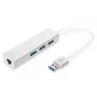 DIGITUS USB 3.0, 3 prievadų HUB ir Gigabit LAN adapteris 3xUSB A/F, 1xUSB A/M, 1xRJ45 LAN Palaiko Windows ir Mac OS