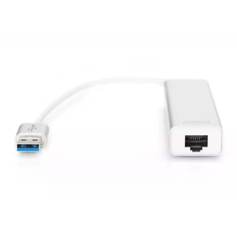 DIGITUS USB 3.0, 3 prievadų HUB ir Gigabit LAN adapteris 3xUSB A/F, 1xUSB A/M, 1xRJ45 LAN Palaiko Windows ir Mac OS