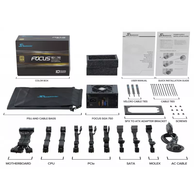 SEASONIC Focus Sgx-750 (2021) maitinimo blokas 750 W 20+4 kaiščių