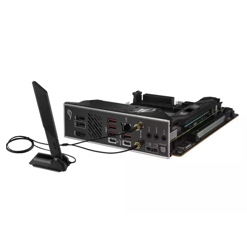 Motininė plokštė ASUS ROG STRIX B650E-I GAMING WIFI mini ITX — AMD B650, Socket AM5, DDR5, 2x M.2, Wi‑Fi 6E, 2,5Gb LAN
