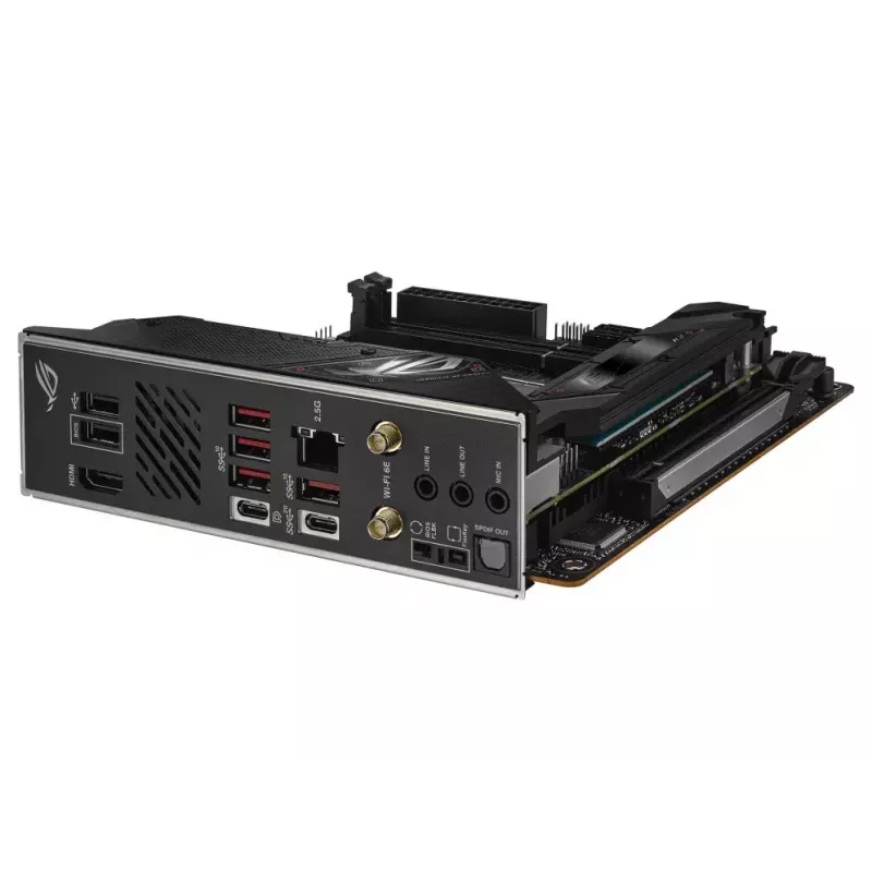 Motininė plokštė ASUS ROG STRIX B650E-I GAMING WIFI mini ITX — AMD B650, Socket AM5, DDR5, 2x M.2, Wi‑Fi 6E, 2,5Gb LAN