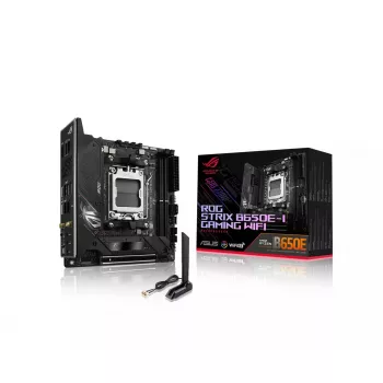 Motininė plokštė ASUS ROG STRIX B650E-I GAMING WIFI mini ITX — AMD B650, Socket AM5, DDR5, 2x M.2, Wi‑Fi 6E, 2,5Gb LAN