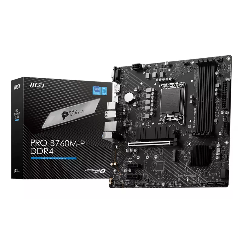 MSI PRO B760M-P DDR4 pagrindinė plokštė Intel B760 LGA 1700 micro ATX