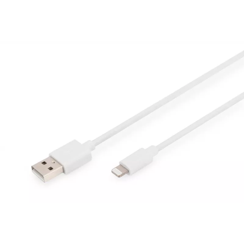 DIGITUS USB-A prie „lightning“ MFI C89, 2 m duomenų ir įkrovimo laidas, baltas, 5 V, 2,4 A