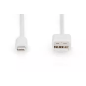 DIGITUS USB-A prie „lightning“ MFI C89, 2 m duomenų ir įkrovimo laidas, baltas, 5 V, 2,4 A