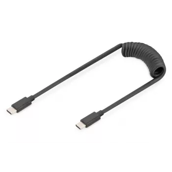 DIGITUS USB - C tipo į USB - C tipo spyruoklinis laidas, TPU USB 2.0, PD60W maks.; 1 m