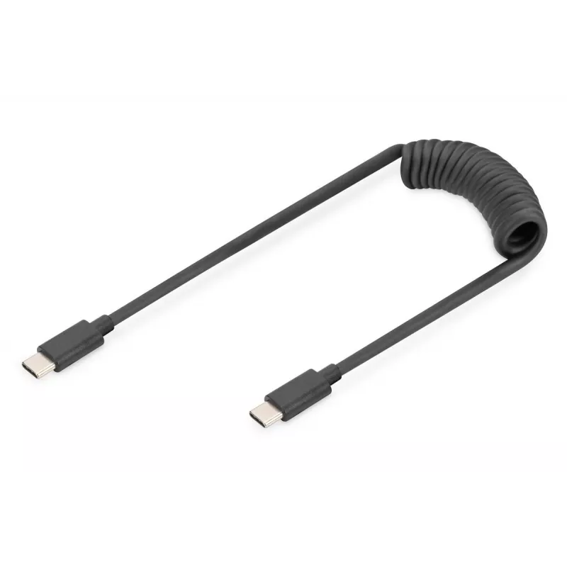 DIGITUS USB - C tipo į USB - C tipo spyruoklinis laidas, TPU USB 2.0, PD60W maks.; 1 m