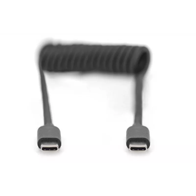 DIGITUS USB - C tipo į USB - C tipo spyruoklinis laidas, TPU USB 2.0, PD60W maks.; 1 m