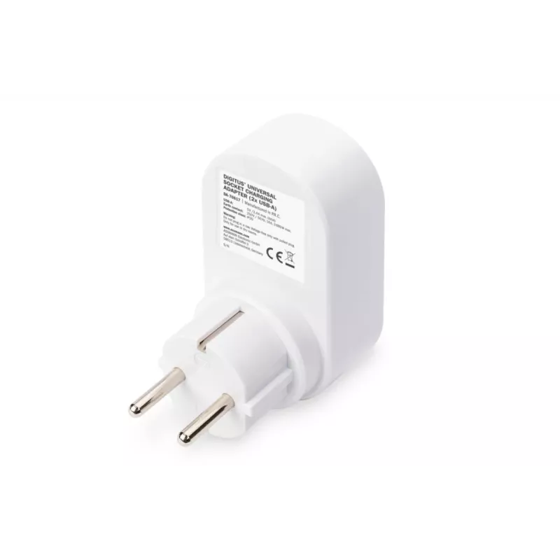 DIGITUS maitinimo adapteris su 2 USB prievadais 250 V, 50 Hz, USB: 5 V, 2,1 A, balta / pilka